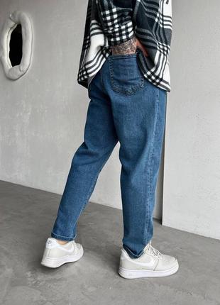 Стильні чоловічі джинси мом в темно-блакитному кольорі топ якості 100% котон5 фото