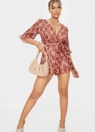 Комбинезон ромпер в цветочный принт с обьемными рукавами