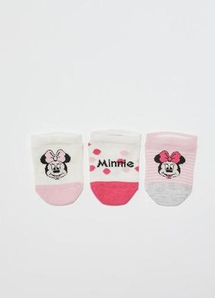 3 - 4 р 23-26 р нові фірмові шкарпетки дівчинці з принтом мінні маус minnie mouse 3 пари lc waikiki2 фото