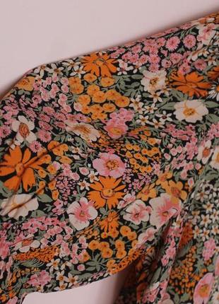 Натуральна квіткова яскрава блузка, блуза, блузон на гудзиках, сорочка, рубашка 50-52 р.2 фото
