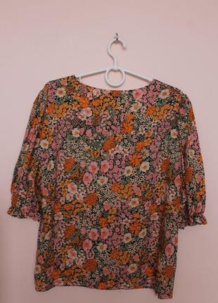 Натуральна квіткова яскрава блузка, блуза, блузон на гудзиках, сорочка, рубашка 50-52 р.5 фото