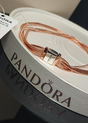Браслет пандора серебро s925 ale рефлекcс розовое золото цепи ланцюжок широкий плоский pandora
