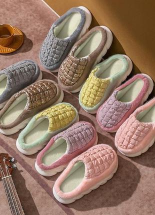 Тапки тапочки шльопання теплин зимові хутряні на хутрі рожеві пудрові