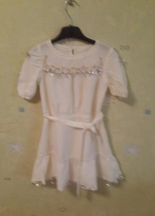 Платье для девочки белое праздничное можно на новогодний утренник