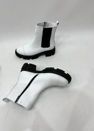 Белые кожаные ботинки челси с замком цвет по выбору4 фото