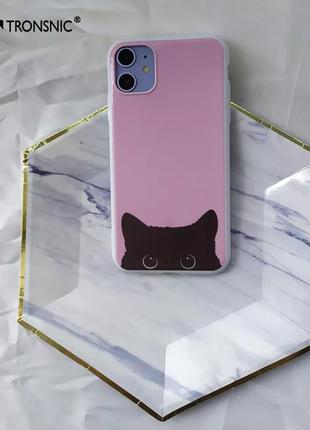 Чехол 11 афон розовый с котом,iphone 11