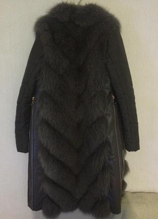 Комбинированая куртка с мехом песца2 фото