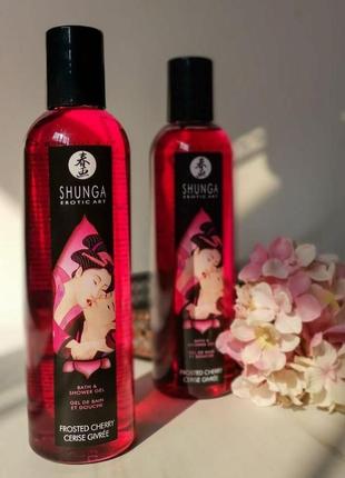 Гель для душу shunga shower gel - frosted cherry (250 мл) з рослинними оліями та вітаміном е