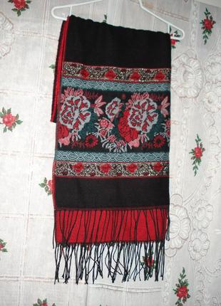Супер шаль-палантин 60%вовна,40%акрил чорно-червоного кольору,англія.