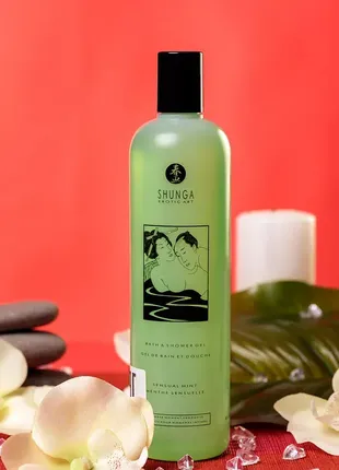 Гель для душу shunga shower gel - sensual mint (500 мл) з рослинними оліями та вітаміном е