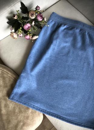 Голубая юбка на флисе8 фото
