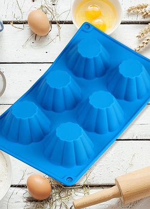 Силіконова форма для випічки кексів і мафінів на 6 шт діаметр 7.5 см (29.5х18 см)