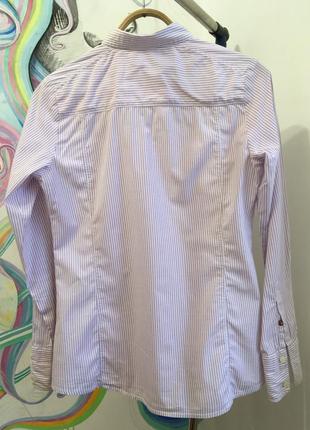 Оригинальная хлопковая рубашка в мелкую розово-сиреневую полоску от napapijri4 фото