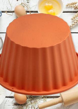Силиконовая форма круглая для кекса глубокая диаметр 16 см