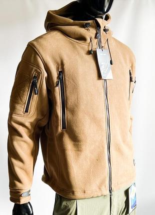Кофта флисовя з капюшоном helikon-tex patriot heavy fleece jacket coyote (bl-pat-hf-11)100% поліестер фліс, 390 г / м 2 ххл