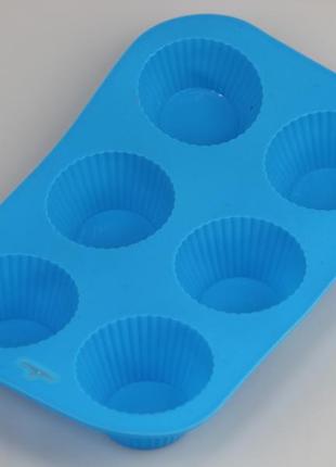 Силиконовая форма для выпечки кексов на 6 шт диаметр 6 см (26х16.5 см)4 фото