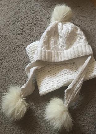 Шапка зимняя в подарок снуд ручной работы