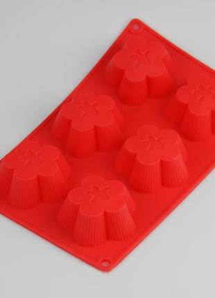 Силиконовая форма кекс рифленый на 6 шт диаметр 7 см (26х17 см)3 фото