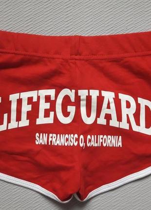 Суперовые хлопковые трикотажные шорты с надписями lifeguard2 фото