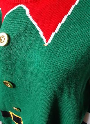 Новогодний свитер эльф с бубенцами ххл
