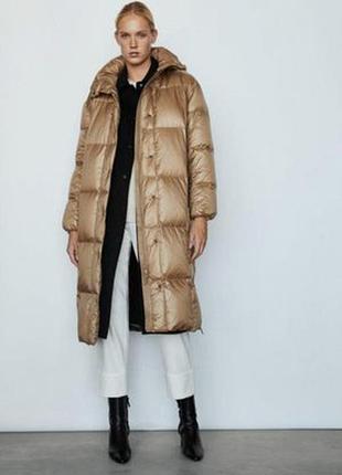 Зимовий довгий пуховик massimo dutti оригінал пуховик