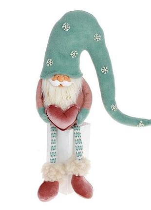 Фігурка м'яка новорічна  гном бірюзовий  51см,