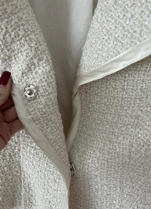 Молочный твид твидовый костюм юбка пиджак блейзер5 фото