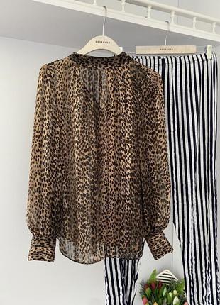 Нова блуза блузка з шифону леопардова тигрова вільного крою рубашка h&m xs s