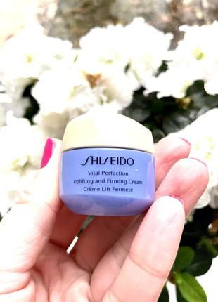 🥰 підтягувальний та зміцнювальний крем для обличчя shiseido vital perfection uplifting and firming cream enriched, 15 мл