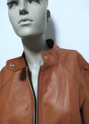 Куртка косуха з еко шкіри в ідеальному стані, коричнево-рудого кольору марка jiangua (китай для італії) розмір l-xl3 фото