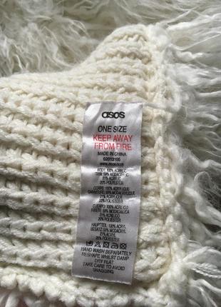 Массивный/большой вязанный молочный шарф с муфтой/карманами под овчину/ламу asos5 фото