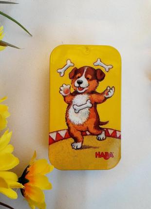 Haba 🐾🐕💕мини игра настольная собака пес и кости кубик в металлической коробке собачка5 фото