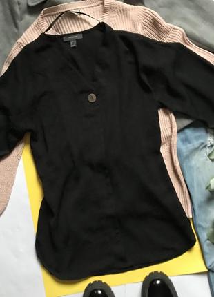 Чёрная длинная блуза блузка 8р/s ♥️2 фото
