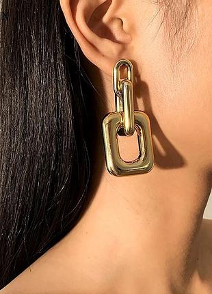 Сережки серьги вінтаж великі стильні тренд ланцюги цепи нові якісні