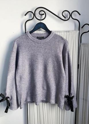 Лиловый свитер,джемпер с рукавами клёш и ленточками,свитерок2 фото