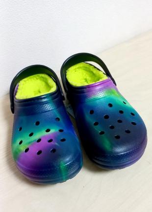 Теплые сабо crocs / крокс / crocs с мехом / кроксы / j6 w7 / трендовые кроксы / сабо / калоши /crocs з хутром/крокси2 фото