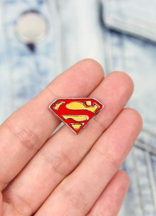 Значок пін супермен, superman pin, брошка супергерой,  емальована брошка, подарунок хлопцю