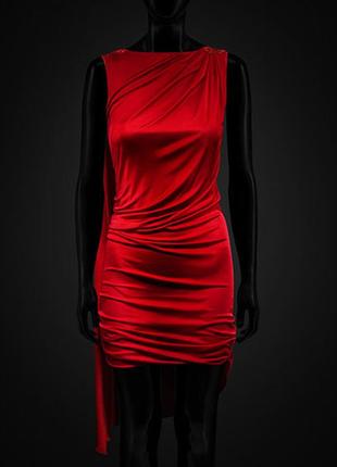 Красное драпированное платье versace fоr h&m2 фото