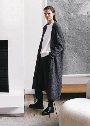 Теплий сірий довгий кардиган massimo dutti