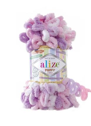 Пряжа alize puffy color 6051 алізе пуффі колор