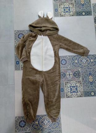 Тёплый детский махровый кигуруми,качественный махровый комбинезон