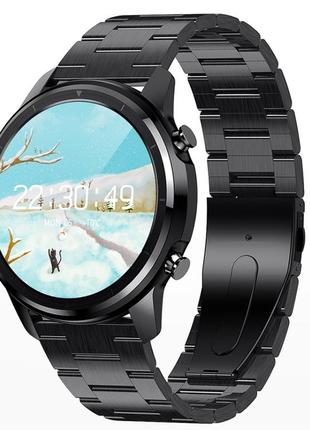 Умные смарт часы smart watch lemfo lf26. чёрный металл. с тонометром пульоксиметром android 4.4 ios 84 фото