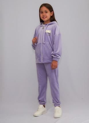 Велюровий костюм на блискавці для дівчаток 6-9 років1 фото