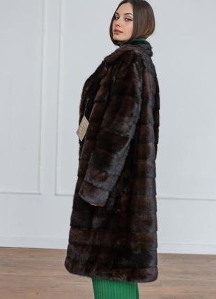 Шуба норкова з англійським коміром пальто норка поперечка італія хіт продажів!9 фото