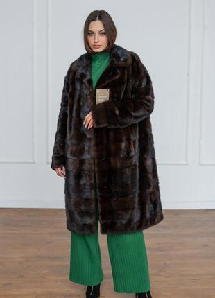 Шуба норковая saga furs, норка поперечка италия, хит продаж, английский воротник, длинный рукав1 фото