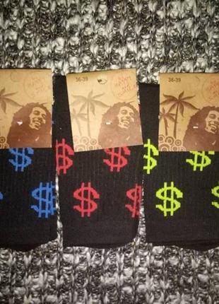 Комплект из 3 пар женских крутых высоких носочков доллар бакс валюта цветные3 фото