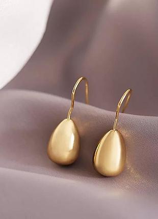 Сережки кульчики пiд золото блискучi капля