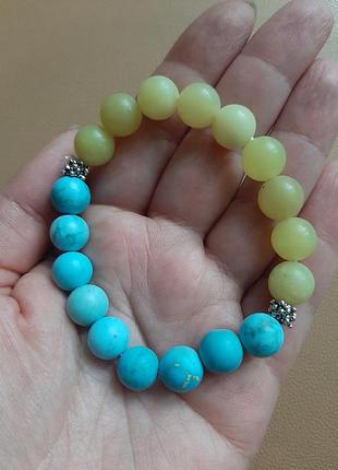 Браслет жовто-бликитний з натурального каменю