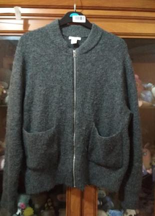 Кофта бомбер сіра оверсайз з кишенями