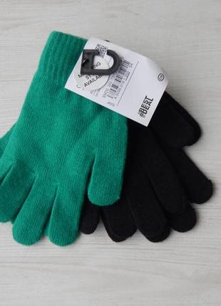 2 пари рукавичок c&a. підлітку або на невелику жіночу руку чорні та зелені1 фото